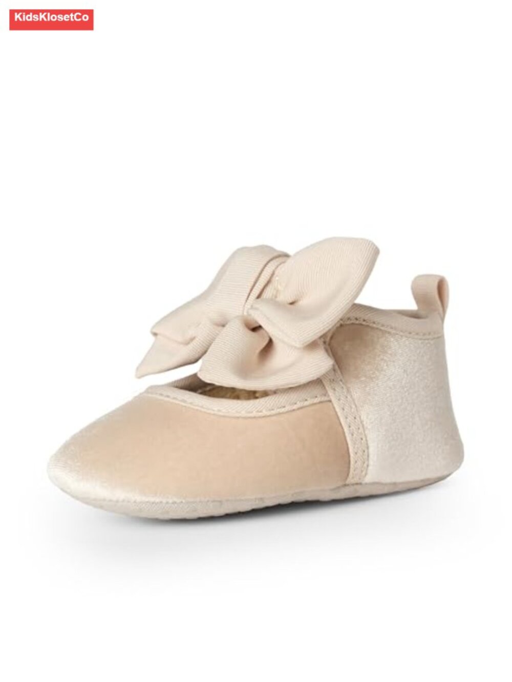 Baby Girls Mary Jane Shoes Velvet Bow Detail Elastic Strap